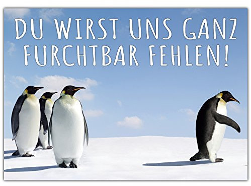 A4 XXL Abschiedskarte PINGUIN GEHT mit Umschlag - Klappkarte für Kollegen zur Rente Pension Mutterschutz Jobwechsel Ruhestand Karte von BREITENWERK
