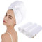 KinHwa Turban Handtuch mit Knopf Mikrofaser Haarturban für die Haare schnelltrocknend Haarhandtuch super saugfähig und weich für Lange Haare und alle Haartypen 25cmx65cm 3 Stück Weiß