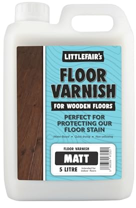 Littlefair’s Floor Varnish for Wooden Floors 5ltr - Quick Dry, Low Odour & Easy Clean - Tough & Hardwearing Formula - Premium Non-Yellowing Clear Polyurethane Varnish - Versatile Wood Floor Varnish