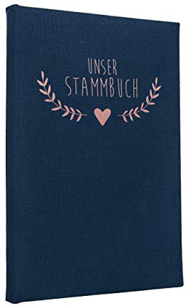 Hochzeitideal – Stammbuch der Familie Boho dunkelblau - 21,0 cm x 15,0 cm - Buchbinderleinen Stammbuch Hochzeit - Familienbuch Standesamt mit 6-Fach Ringmechanik für Urkunden mit Behördenlochung
