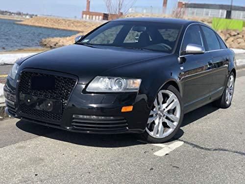 Waben- Gitter- Kühler- Sport- Front- Rippen- Grill ohne Emblem Schwarz Eintragungsfrei Kompatibel mit A6 4F Vor-Facelift 05-08