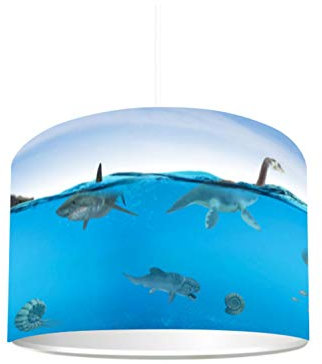 Kinderzimmer Lampenschirm Unterwasser Dinosaurier KL67 | kinderleicht eine Dino Lampe erstellen | als Steh- oder Hängeleuchte/Deckenlampe | perfekt für Dinosaurier-begeisterte Jungen | STIKKIPIX