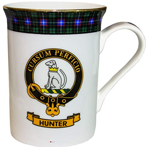 I LUV LTD China Coffee Mug Hunter Clan Crest Gold Rim Scottish Made