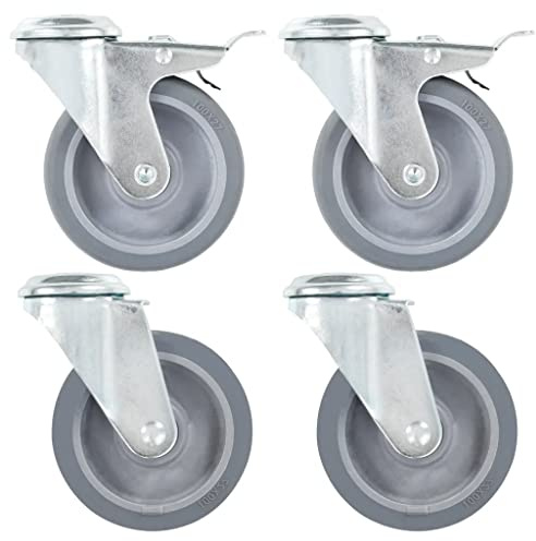 vidaXL 8 pcs Bolt Hole Swivel Casters 100 mm