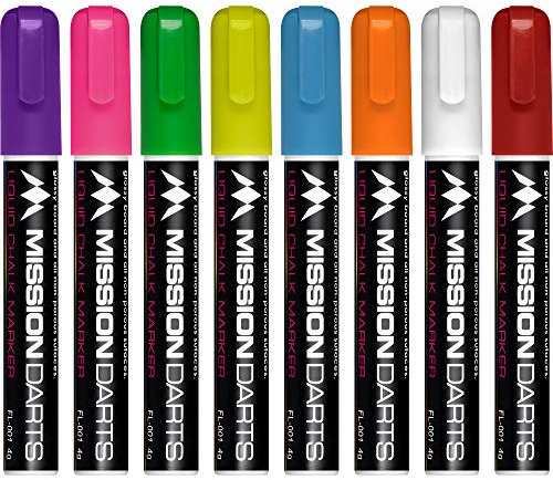 Mission Darts Scoreboard Flüssigkreide Acryl 501, Cricket-Tafel, Whiteboard (8 Stück gemischte Farbstifte)