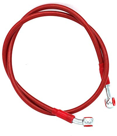POFET 90 cm / 35 pollici Tubo freno idraulico per moto Tubo flessibile per olio Raccordo in acciaio inossidabile intrecciato per ATV Motocross moto - Rosso