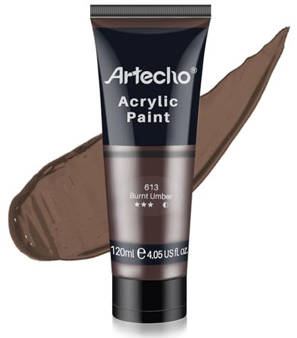 Artecho Peinture Acrylique 120ml Brun Cuit, Acrylic Paint, Peinture pour Toile, Tissu, Bois, Roche, Papier, Verre.