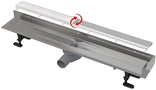 AlcaPlast APZ23 DOUBLE9 Duschrinne | Ablaufrinne komplett mit doppelseitigem Edelstahl Rost befliesbar, Länge:750 mm