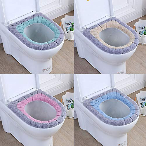 Xinyanmy 4Pcs Toilet Seat Cover Pads Soft Warmer Bathroom Toilet Cushion,Built-in Plastic Ring Universal for Women,Expected Mothers,Elderly
