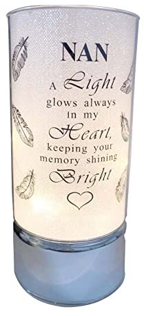 Memorial Light Tubes Ornament, Perfect for Garden and Graveside for Any Special Occasion in The Memory of Dad, Mum, Son, Daughter, Husband, Wife, Grandad, Nan, Brother, Sister. (20cm) (Nan)