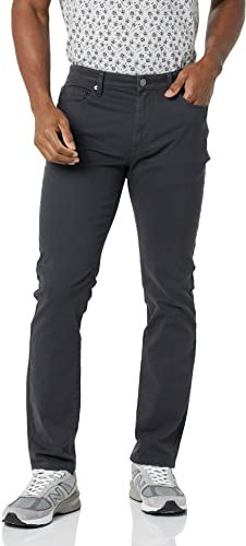 Amazon Essentials Men's Slim-Fit 5-Pocket Stretch Twill Trousers, Charcoal, 34W / 32L