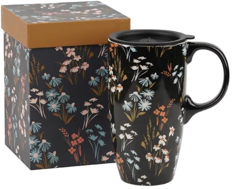 Topadorn 17oz Ceramic Coffee Mug with Sealed Lid Cup, Premium Color Box Included, Perfect for Coffee and Tea