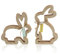 com-four® 2X Deko-Aufsteller für Ostern - dekorative Osterhasen aus Holz mit Schleife - Holzdekoration zum Hinstellen (2 Stück - Hasen hohl)