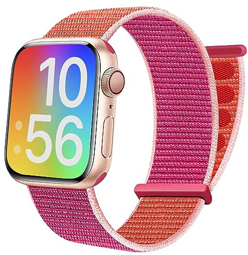 BlackPro Für Kinder Apple Watch Band, atmungsaktives, weiches Nylon-Armband für Jungen und Mädchen, kompatibel mit Apple Watch Series 7/6/5/4/3/2/1/SE 38 mm, 40 mm, 45 mm (42/44/45 mm, PomeRed)