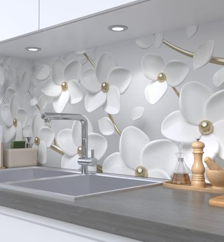 MyMaxxi Küchenrückwand selbstklebend – Matte, 0,4 mm Premium Spritzschutz Folie als günstige Alternative zu Glas, einfache Montage & leichte Reinigung – Motiv: blühender Blütenbaum B 400 cm x H 60 cm