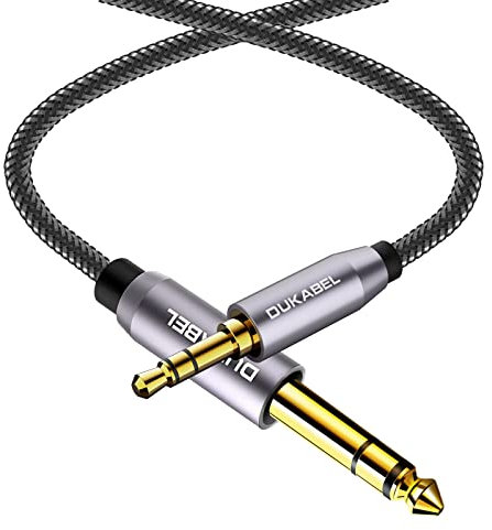 DuKabel 6.35 auf 3.5 Klinkenkabel 3 Meter 1/4 auf 1/8 Stereo Audiokabel 3,5mm Stecker auf 6,35mm Stecker TRS Kopfhörer Konverterkabel für Mixer, Verstärker, Keyboard, HiFi Receiver, Heimkino
