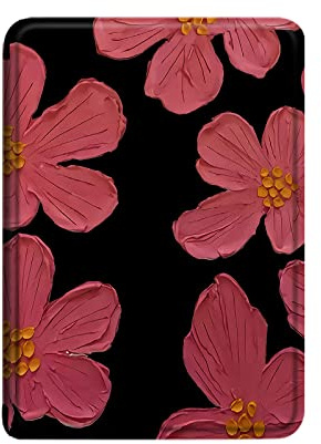WunM Studio case for kindle For Kindle Paperwhite 5 4 3 2 1 2021 Case for Kindle Paperwhite 11th Generation 2021 10th 8th Gen Cover M2L3EK Protective Shell/Black Oil Painting Floral Flowers