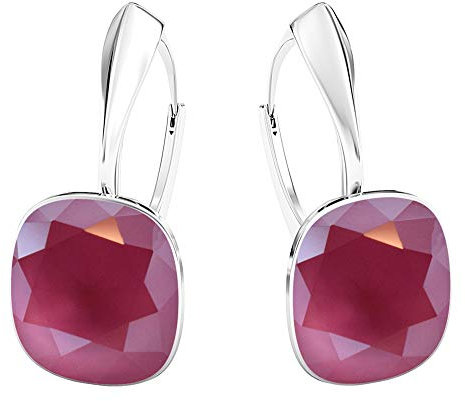 Square 12 mm Wunderbar Hängend Ohrringe 925 Silber Österreichische Zirkonia - Schmuck für Frauen und Mädchen - Hängeohrringe Ideal für Geschenke für Frauen (Peony Pink)