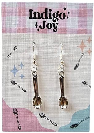 Handmade Silver Tone Spoon Earrings - Unique and Charming Dangle Earrings - Lightweight and Trendy Fashion Jewellery