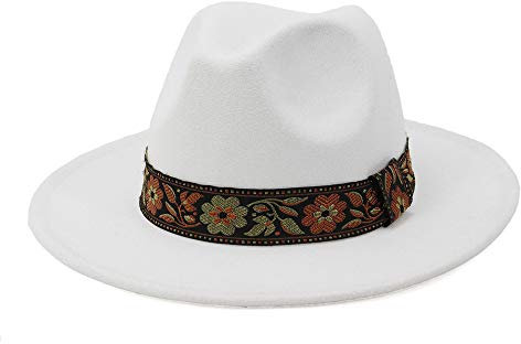 GRFIT Fedora Trilby Filzhut Hut Lässige Herren Und Damen Freizeithüte Modische Jazzhüte 58Cm Weiß