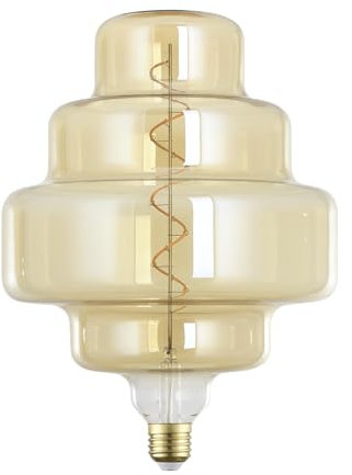 EGLO XXL E27 Lampe dimmbar, Spiral LED Retro Glühbirne Big Size, extra-großes Vintage Deko Leuchtmittel in Amber, 4 Watt, 200 Lumen, warmweiß, 2000 K, L 29 cm
