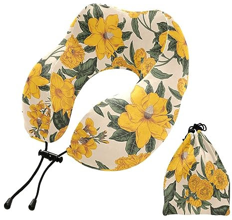 YOUJUNER Reisekissen Vintage Blume Memory Foam Nackenkissen Stützkissen Nackenkissen