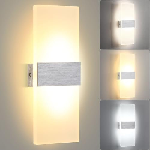 Lightsjoy 12W LED Wandleuchte Innen Wandlampe Up Down Licht Flurlampe Wand Modern Beleuchtung für Treppenhaus Wohnzimmer Schlafzimmer Flur usw. — Warmweiß, Kaltweiß und Neutralweiß