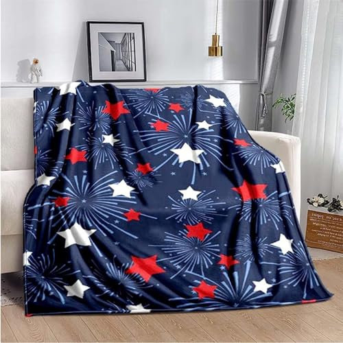 Decke Blaue Sterne Kuscheldecke Flauschig als Geschenke für Frauen Männer Extra Weich Warm Decke als Sofaüberwurf Tagesdecke oder Wohnzimmerdecke - 180 x 220 cm