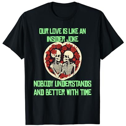 Skelett Paar mit Rosen und lustigen Geheimwitzen Kostüm T-Shirt