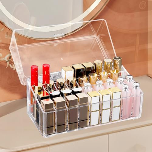 LPAMABA 36 Ranuras Acrílico Organizador de Pintalabios Labios Maquillaje Soporte Pintalabios Torre de Labios Organizador Lápiz Labial Soporte Organizador Cosmeticos Soporte Cosmético Almacenamiento