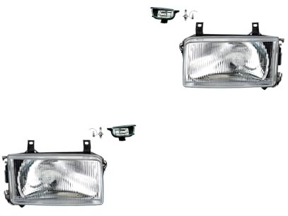 Johns, Scheinwerfer Satz Halogen Front passend für VW Transporter T4 09/90-04/2003 H4 Links & Rechts + Nebelscheinwerfer + Leuchtmittel