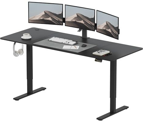 SANODESK Höhenverstellbarer Schreibtisch 200x80 cm, Schreibtisch Höhenverstellbar Elektrisch Ergonomischer Steh-Sitz Tisch Computertisch mit Memory-Funktion(Schwarz)