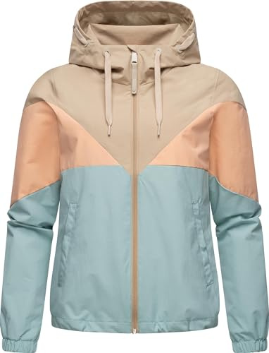 Ragwear leichte Damen Übergangsjacke kurz Regenjacke wasserdicht (Wassersäule: 11.000 mm) Bomberjacke mit Kapuze Rochele YOUMODO Aqua Gr. S