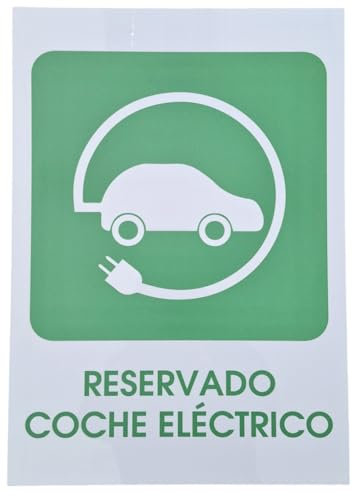 FERRETELIX® Señal de Reserva de Estacionamiento para Coche Eléctrico, 40 cm x 30 cm, 1 mm de Espesor