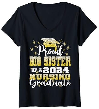 Damen Stolze große Schwesterklasse der diplomierten Krankenschwester 2024 T-Shirt mit V-Ausschnitt