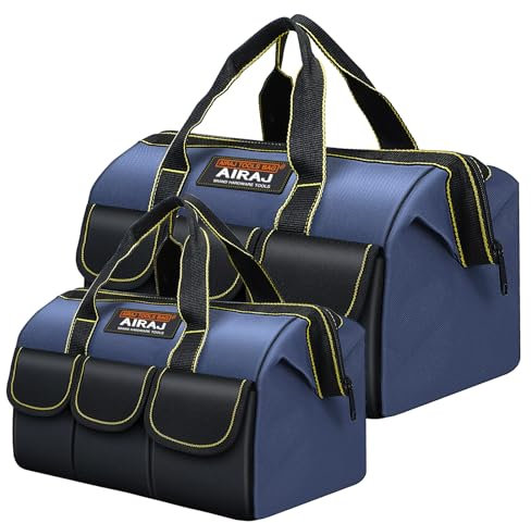 Werkzeugtasche 2 Stück | AIRAJ 14 und 18 Zoll Werkzeugtasche Großer Öffnung | Hochwertiges Oxford-Gewebe | Einfacher Zugriff Werkzeuge | Werkzeugkasten | Werkzeug-Organizer | Verabschieden Unordnung