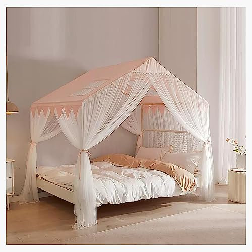 Moskitonetz für Himmelbett, Betthimmelzelt, Schlafzimmerdekoration, 4 Ecken, Himmelbett, für Kinder und Erwachsene, Schloss-Stil, Kingsize