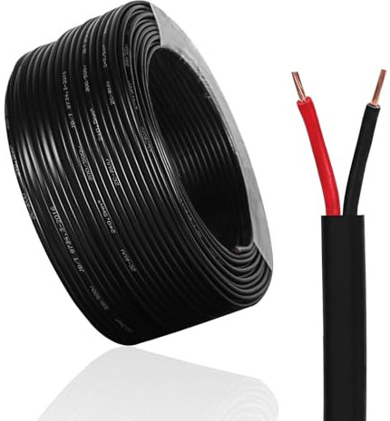 Qiping Flat 2 Core Cable Twin Red/Black Copper Trailer Caravan Auto Boat Cable Wire 12V/24V,Suitable for LED Light Wiring Connections(2 Core 1.0mm²,5M)