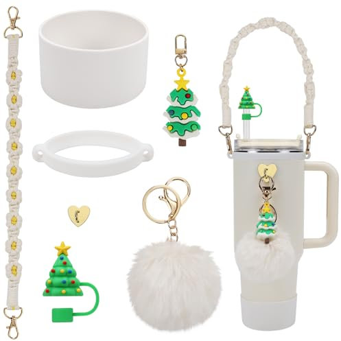 Stanley Weihnachtszubehör-Set – inklusive Wasserflaschengriff, Silikonbecherstiefel, Silikon-Trinkhalm-Abdeckung, Stanley-Charms für 1,2 l und 850 ml Becher
