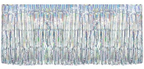 Schillernder Tischrock Aus Kunststoff, Fransen-lametta-tischrock Aus Metallfolie Für Rechteckige Tische, Regenbogen-tischrock, Schillernde Partydekorationen Für Geburtstag, Hochzeit, 29 X 108 Zoll