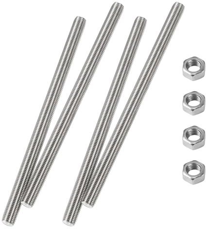 HiPicco 4 Pack M5 x 100mm Fully Threaded Rod, M5-0.8 Thread Pitch