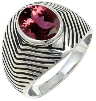 Bague en pierre précieuse d'Tourmaline rose de laboratoire pour hommes et femmes, en argent Sterling 925, bijoux faits à la main TSR1171AR_25 (71 (22.6))