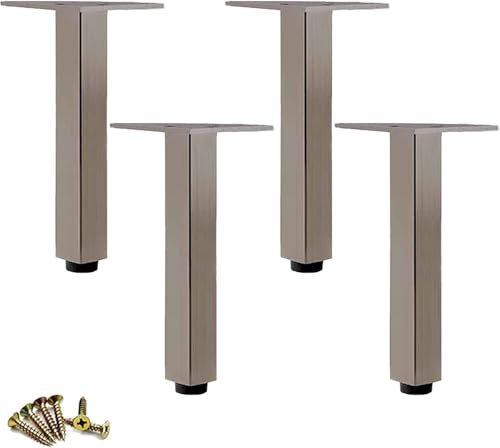 DOREVIA Pieds de Table en métal à Hauteur réglable en Tube carré, Pieds de Support de Meuble for canapé, Chaise, Ottoman, Armoire, Commode(Rose Gold)