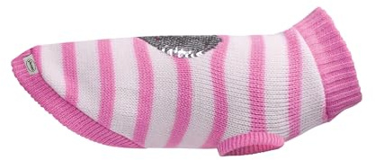 Record - Pullover für Hunde Pullove, Rückenlänge 20 cm. Warmer Pullover mit Herz aus Pailletten, Loch für die Leine und maschinenwaschbar | Rosa - Weiß, 3XS