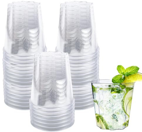 ZHANChen Bicchieri Plastica Rigida Lavabili 40 Pezzi Bicchieri in Plastica Trasparente 200 ml Resistenti e Riutilizzabili per Compleanni Matrimoni Barbecue Feste