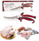 LNGJIN Edelstahl Fleischschere, Geflügelschere für Huhn, Knochenschere, Rot
