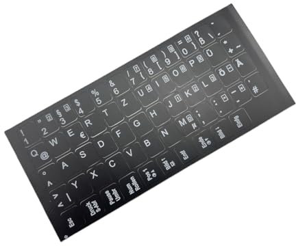 T-ProTek German Keyboard Sticker Glossy Black 58 Keys 1.1 cm x 1.3 cm Self-Adhesive Compatible with HP Laptop Notebook