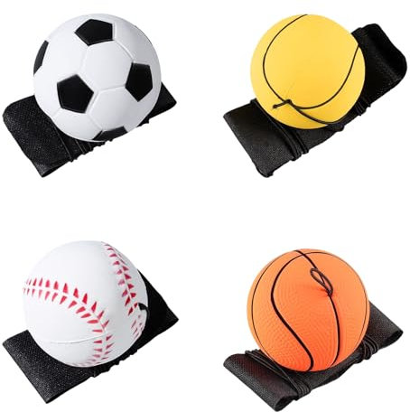 BFUZXY Springball mit Kordel, 4 Stück, Rückkehr zum Handgelenk, für Kinder, Erwachsene, Spiele und Handgelenkübungen