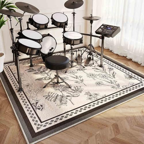 Professioneller 200 x 180 cm Trommelteppich für Schlagzeuger, rutschfest, schalldicht, mit Musikinstrumenten-Pads, ideales Schlagzeug-Set, Zubehör für elektrische Trommeln