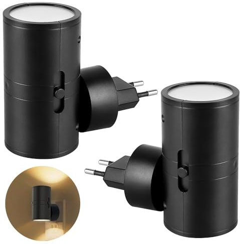 SKIKHN Veilleuse LED,Lot de 2 Veilleuse Prise Electrique avec Capteur de Lumière Luminosité Réglable 0-100LM,Veilleuse Enfant Plug and Play Lampe Nuit pour Chambre Cuisine Escalier Salon Blanc Chaud